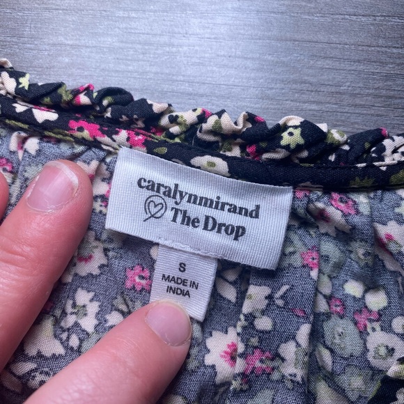 EUC Caralyn Mirand The Drop Ruffle-Neck Tiered Mini Dress, Black Floral Print - Picture 6 of 11